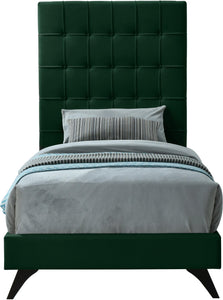 Elly Green Velvet Twin Bed - Furnish 4 Less 98 (NY)*