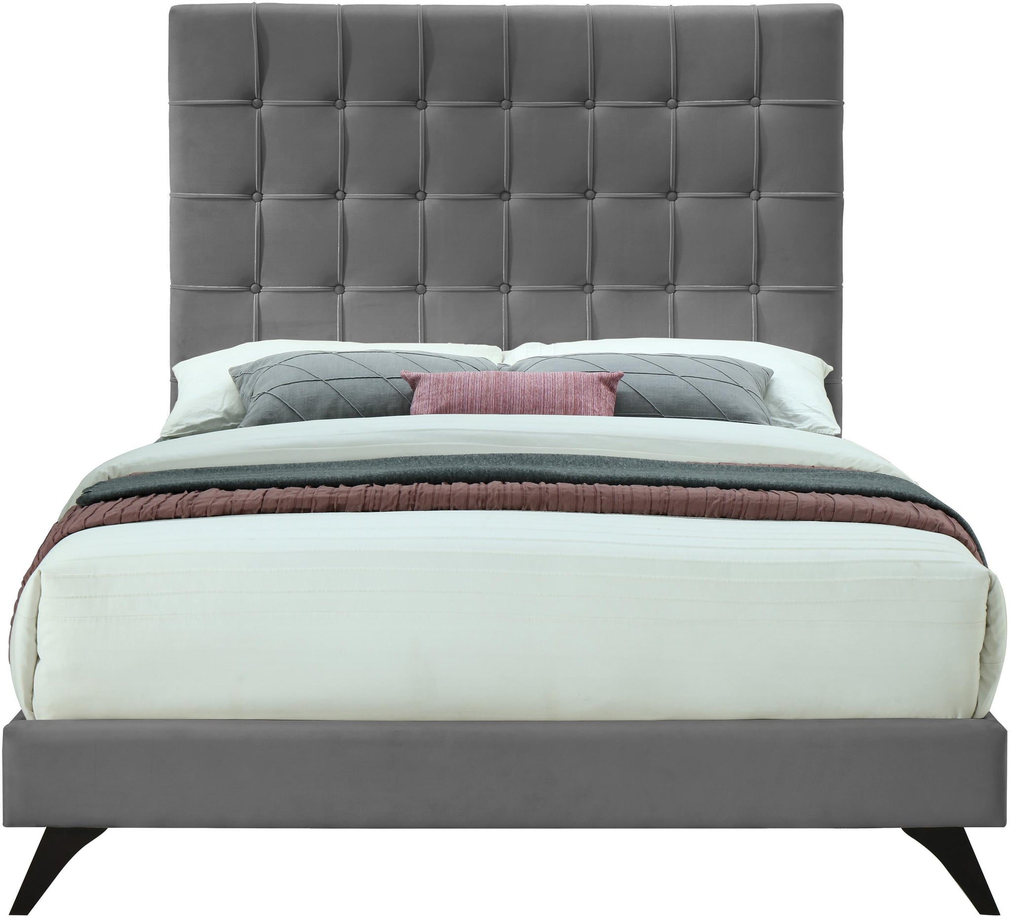 Elly Grey Velvet King Bed - Furnish 4 Less 98 (NY)*