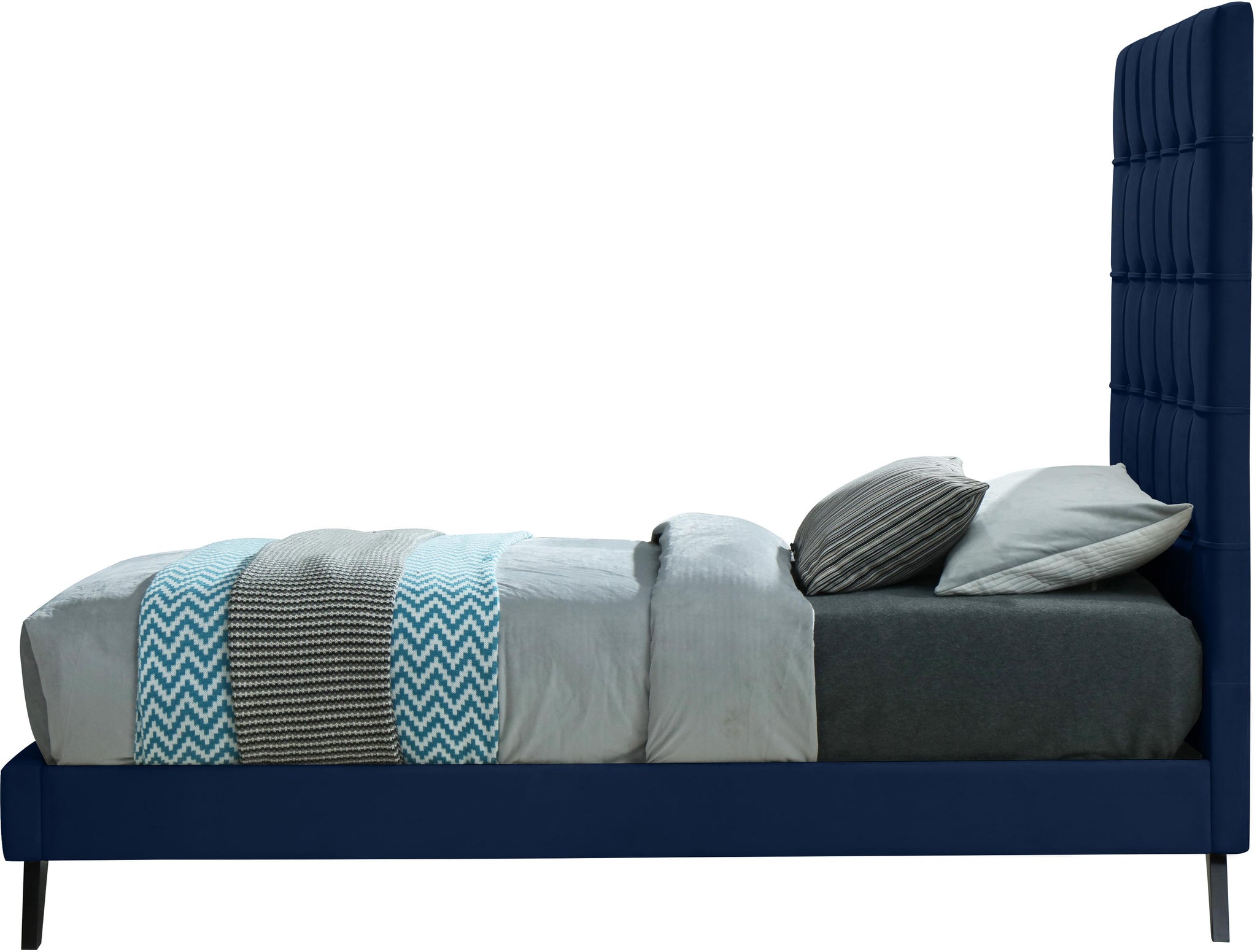 Elly Navy Velvet Twin Bed - Furnish 4 Less 98 (NY)*