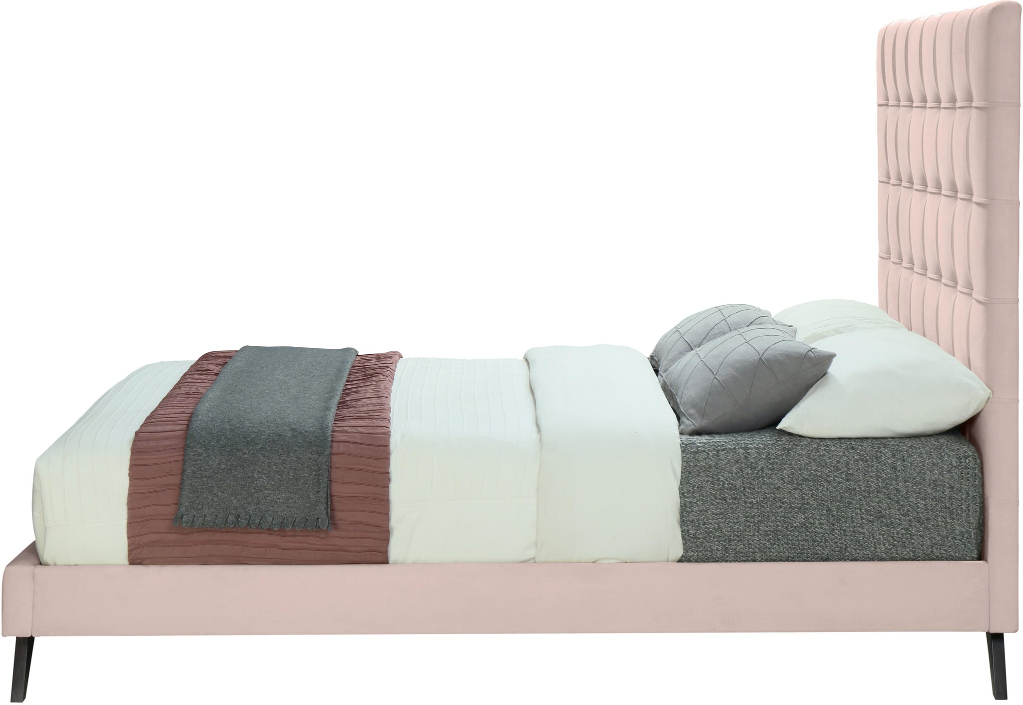 Elly Pink Velvet Queen Bed - Furnish 4 Less 98 (NY)*