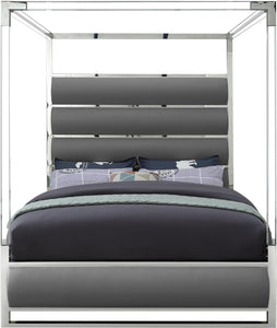 Encore Grey Faux Leather King Bed (4 Boxes) - Furnish 4 Less 98 (NY)*