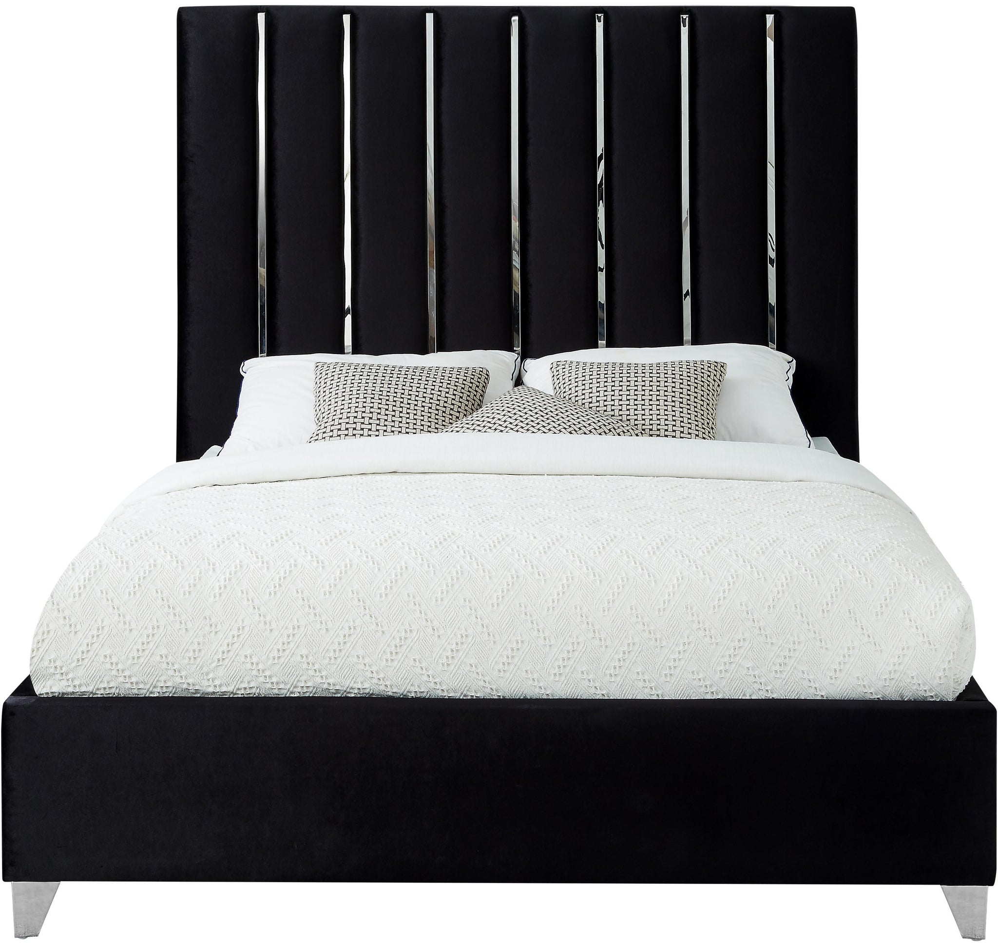 Enzo Black Velvet King Bed - Furnish 4 Less 98 (NY)*