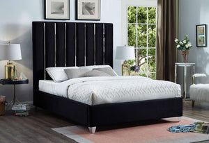 Enzo Black Velvet Full Bed - Furnish 4 Less 98 (NY)*