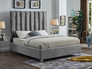 Enzo Grey Velvet Full Bed - Furnish 4 Less 98 (NY)*