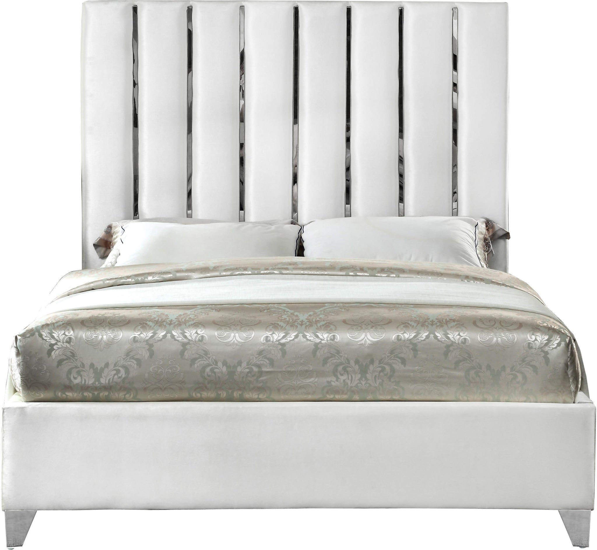 Enzo White Velvet Full Bed - Furnish 4 Less 98 (NY)*