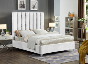 Enzo White Velvet Full Bed - Furnish 4 Less 98 (NY)*