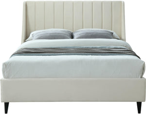 Eva Cream Velvet Queen Bed - Furnish 4 Less 98 (NY)*