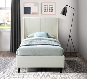 Eva Cream Velvet Twin Bed - Furnish 4 Less 98 (NY)*