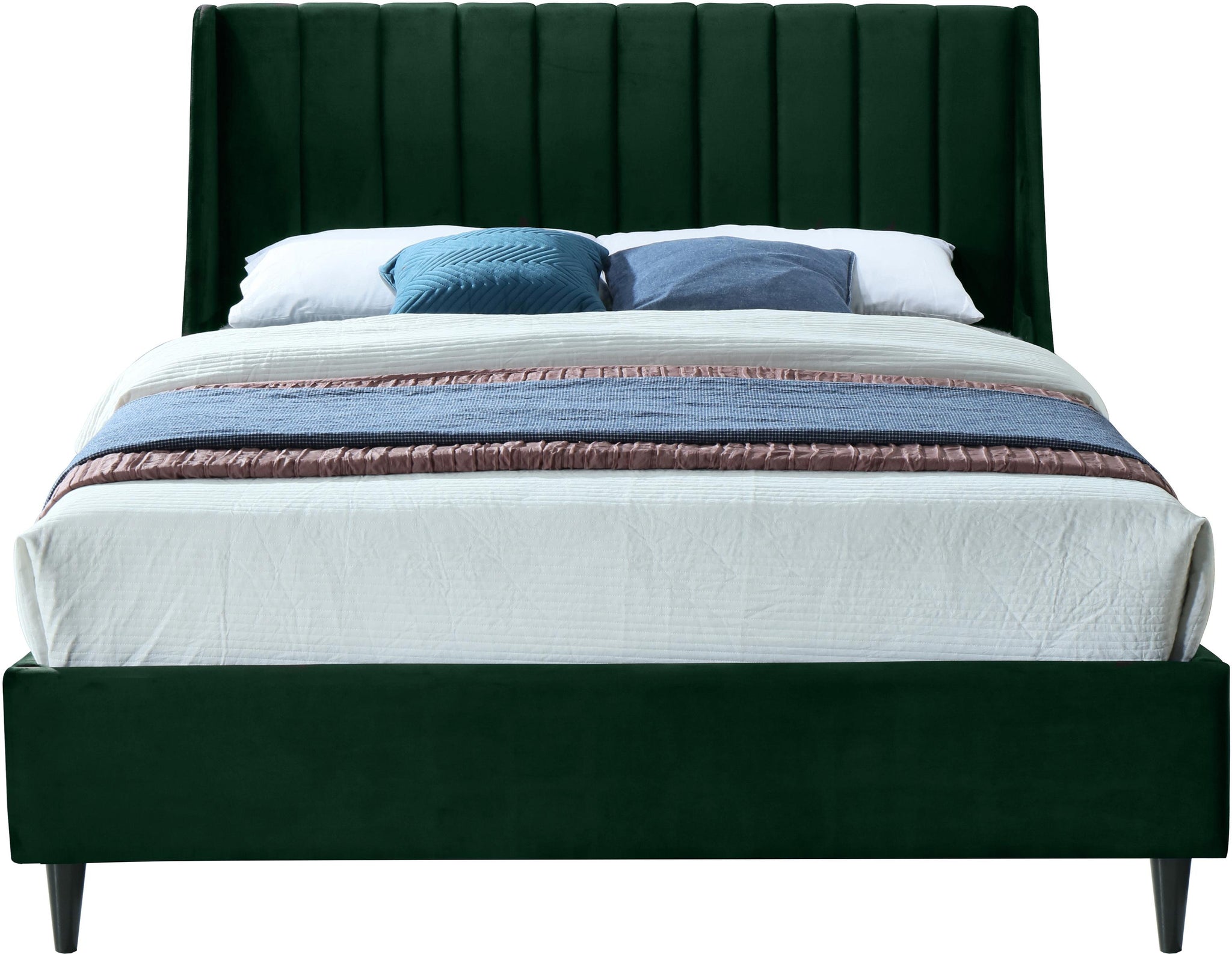 Eva Green Velvet Full Bed - Furnish 4 Less 98 (NY)*