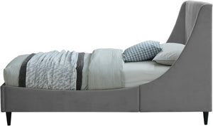 Eva Grey Velvet Twin Bed