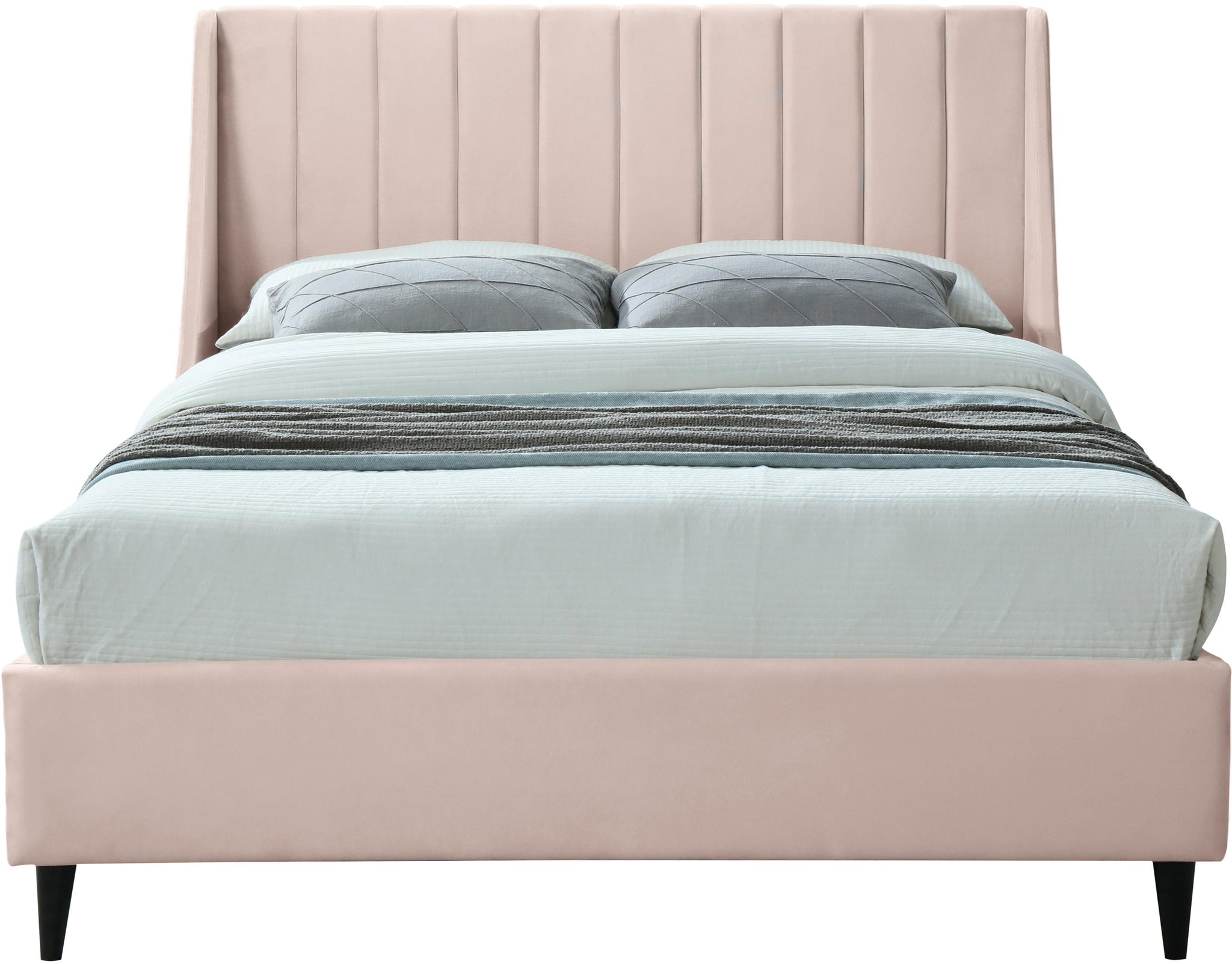 Eva Pink Velvet King Bed - Furnish 4 Less 98 (NY)*