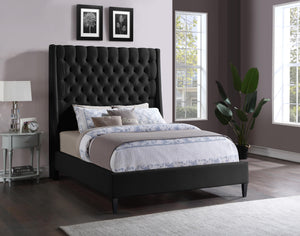 Fritz Black Velvet King Bed - Furnish 4 Less 98 (NY)*