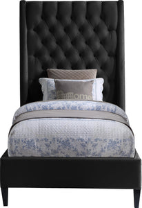 Fritz Black Velvet Twin Bed - Furnish 4 Less 98 (NY)*