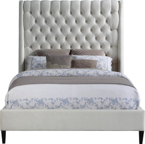 Fritz Cream Velvet Queen Bed - Furnish 4 Less 98 (NY)*