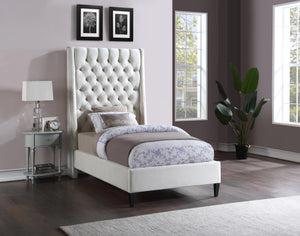 Fritz Cream Velvet Twin Bed - Furnish 4 Less 98 (NY)*