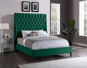 Fritz Green Velvet Queen Bed - Furnish 4 Less 98 (NY)*