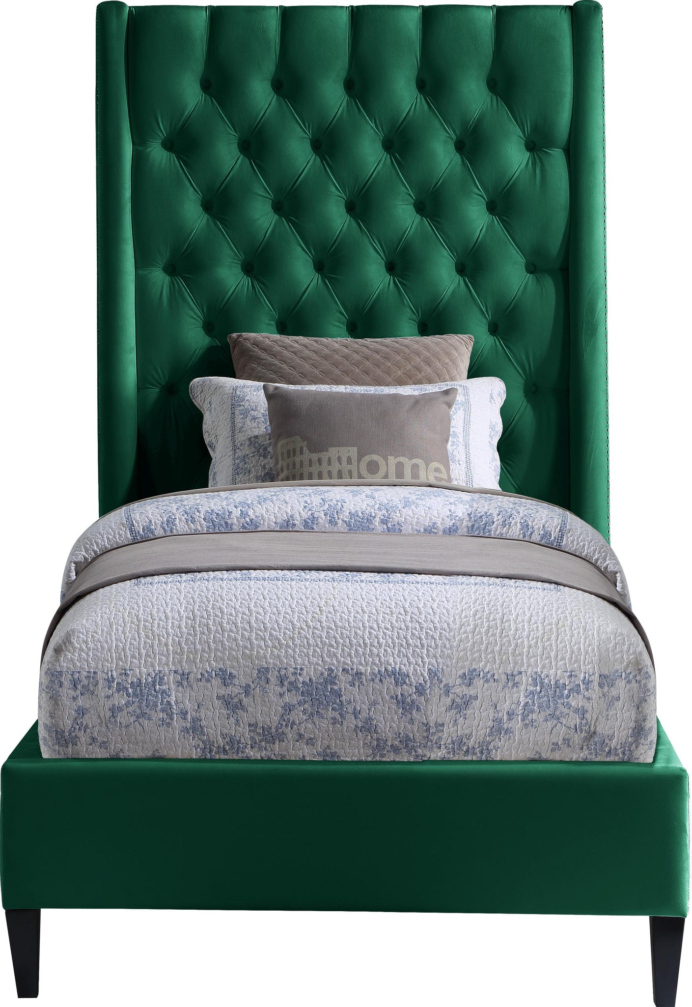 Fritz Green Velvet Twin Bed - Furnish 4 Less 98 (NY)*