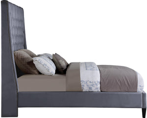 Fritz Grey Velvet Queen Bed - Furnish 4 Less 98 (NY)*