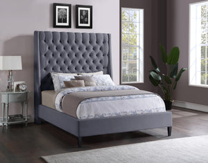 Fritz Grey Velvet King Bed - Furnish 4 Less 98 (NY)*