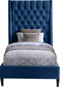 Fritz Navy Velvet Twin Bed - Furnish 4 Less 98 (NY)*