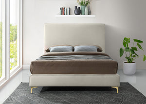 Geri Cream Velvet Queen Bed