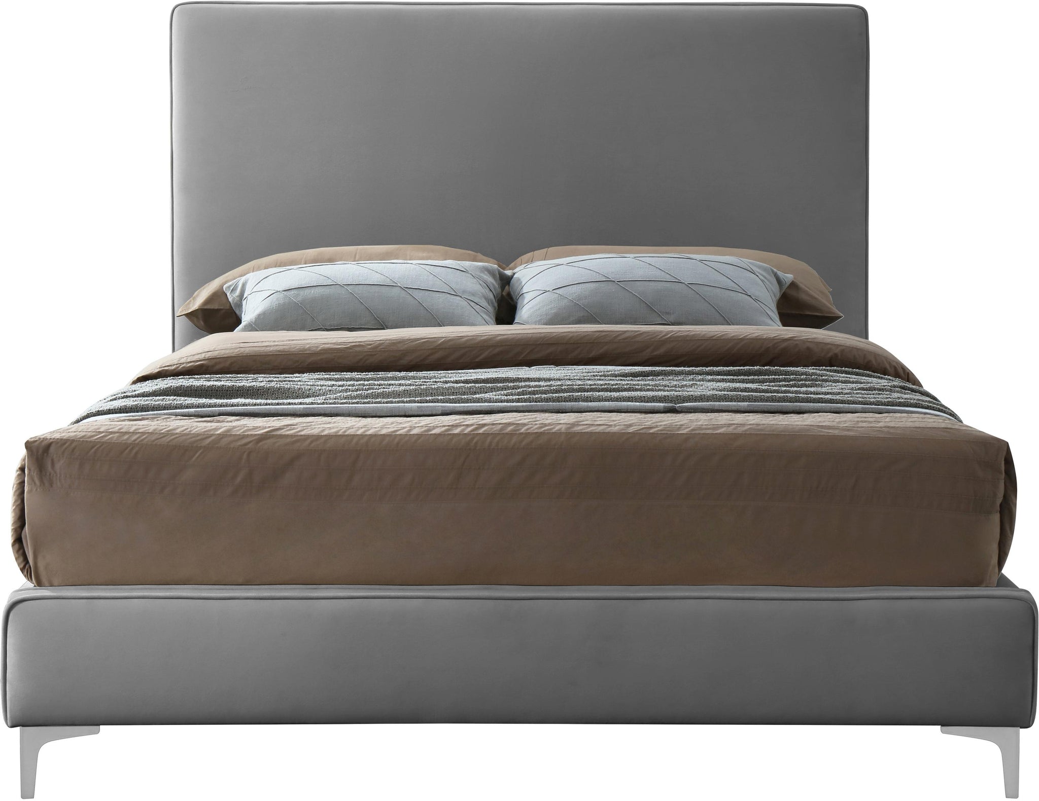 Geri Grey Velvet Full Bed - Furnish 4 Less 98 (NY)*