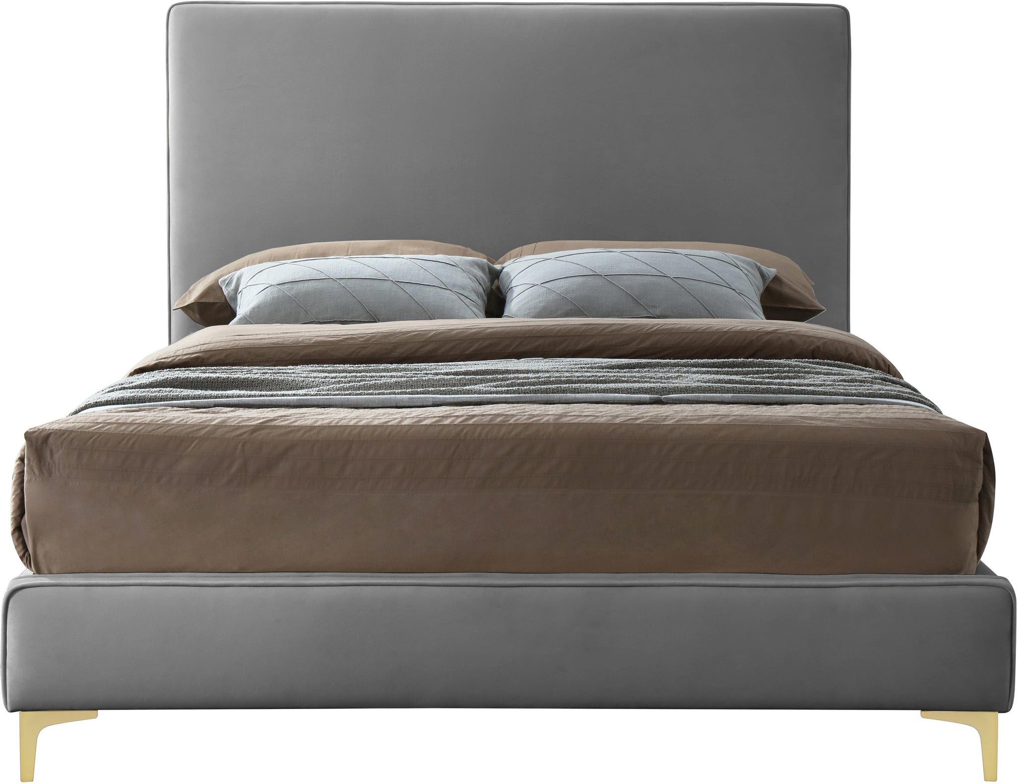 Geri Grey Velvet Full Bed - Furnish 4 Less 98 (NY)*