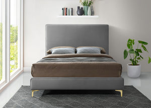 Geri Grey Velvet Full Bed - Furnish 4 Less 98 (NY)*