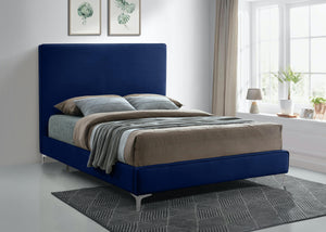 Geri Navy Velvet King Bed - Furnish 4 Less 98 (NY)*