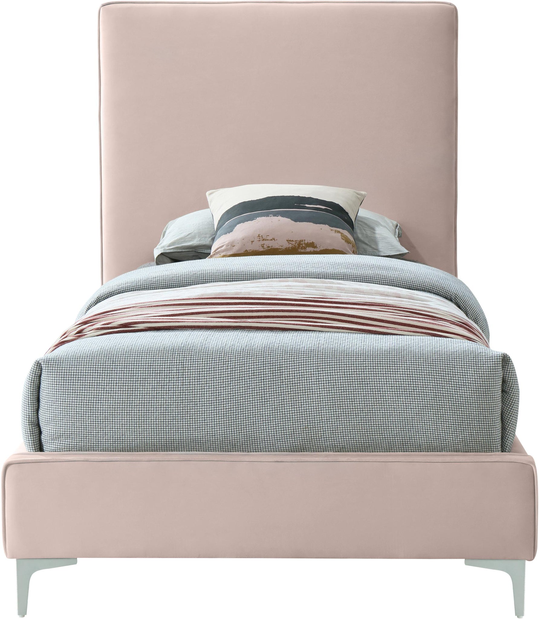 Geri Pink Velvet Twin Bed - Furnish 4 Less 98 (NY)*