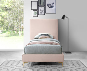 Geri Pink Velvet Twin Bed - Furnish 4 Less 98 (NY)*