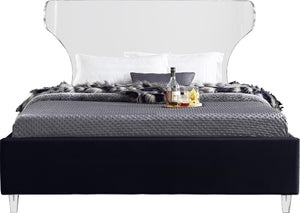 Ghost Black Velvet Queen Bed - Furnish 4 Less 98 (NY)*