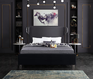 Ghost Black Velvet Queen Bed - Furnish 4 Less 98 (NY)*