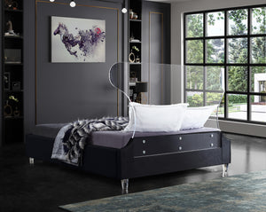 Ghost Black Velvet Queen Bed - Furnish 4 Less 98 (NY)*