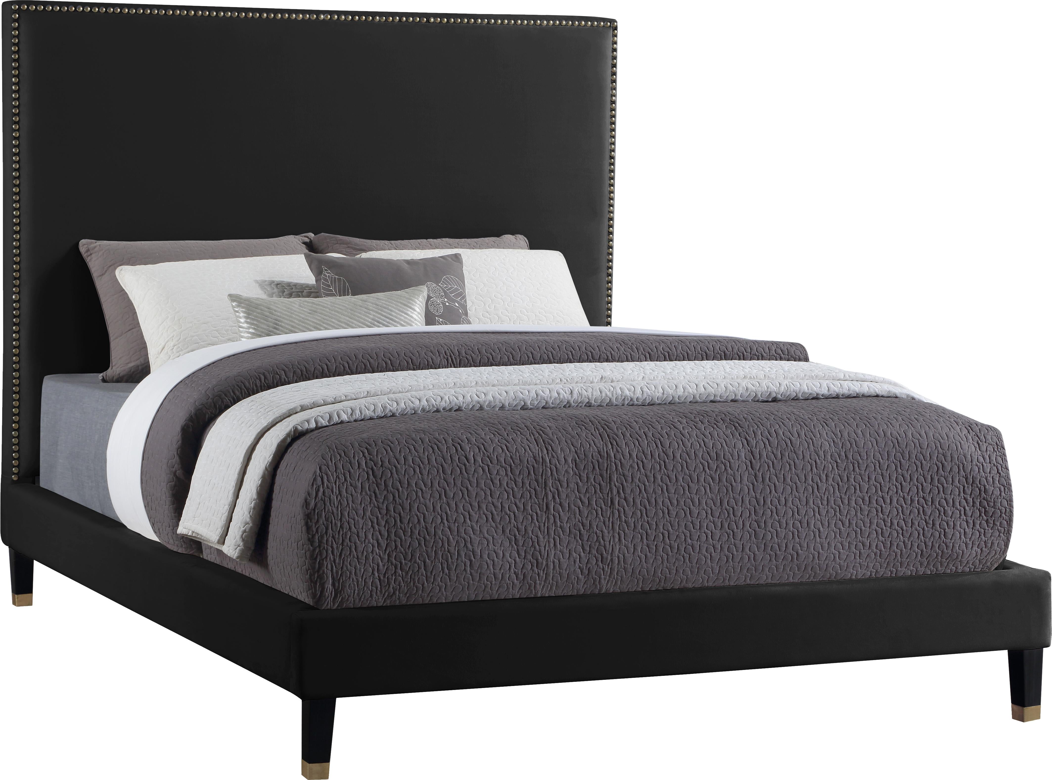 Harlie Black Velvet King Bed