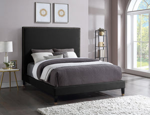 Harlie Black Velvet Queen Bed - Furnish 4 Less 98 (NY)*