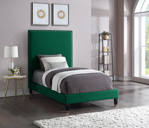 Harlie Green Velvet Twin Bed - Furnish 4 Less 98 (NY)*