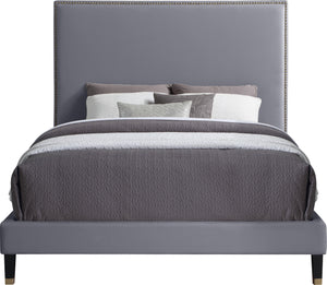 Harlie Grey Velvet Queen Bed - Furnish 4 Less 98 (NY)*