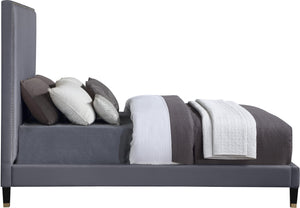 Harlie Grey Velvet King Bed