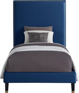 Harlie Navy Velvet Twin Bed - Furnish 4 Less 98 (NY)*