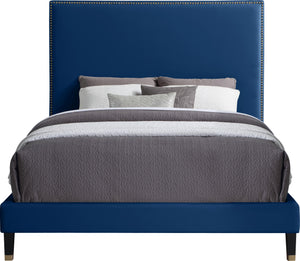 Harlie Navy Velvet Queen Bed - Furnish 4 Less 98 (NY)*