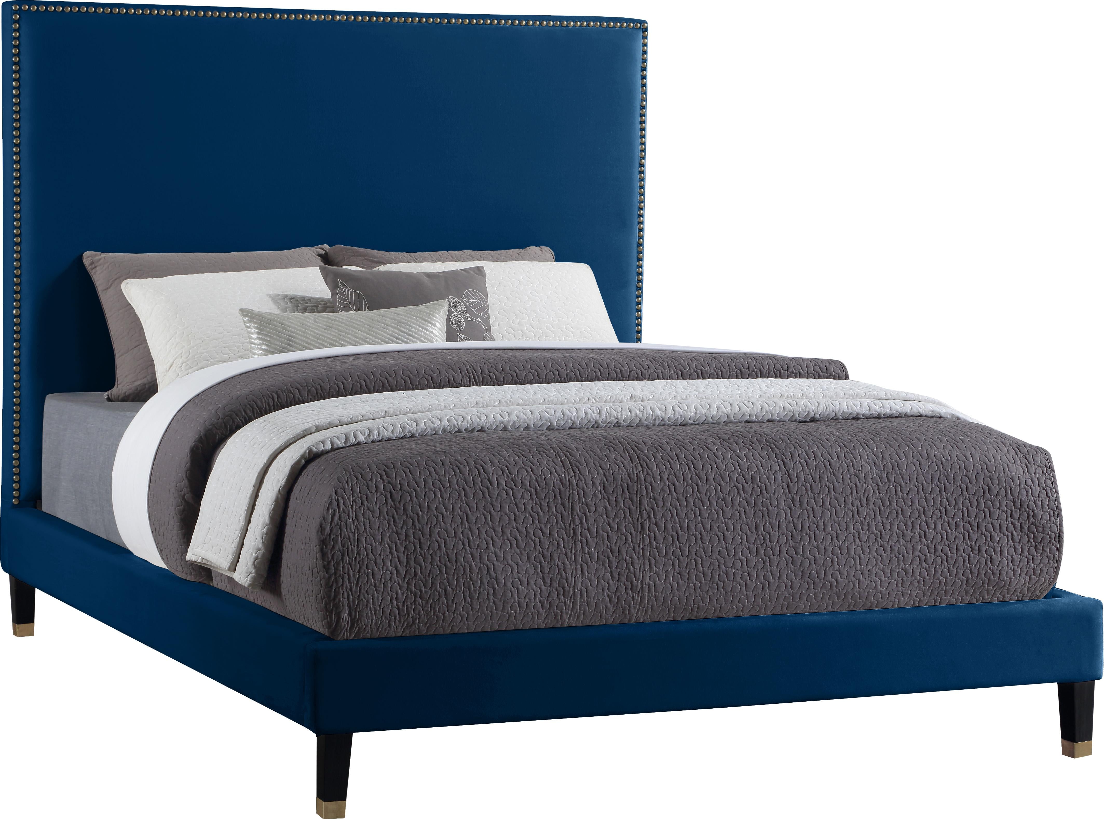 Harlie Navy Velvet King Bed