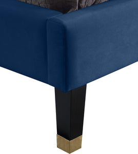 Harlie Navy Velvet Full Bed - Furnish 4 Less 98 (NY)*