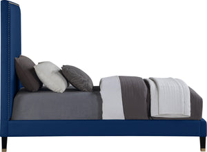 Harlie Navy Velvet Twin Bed - Furnish 4 Less 98 (NY)*