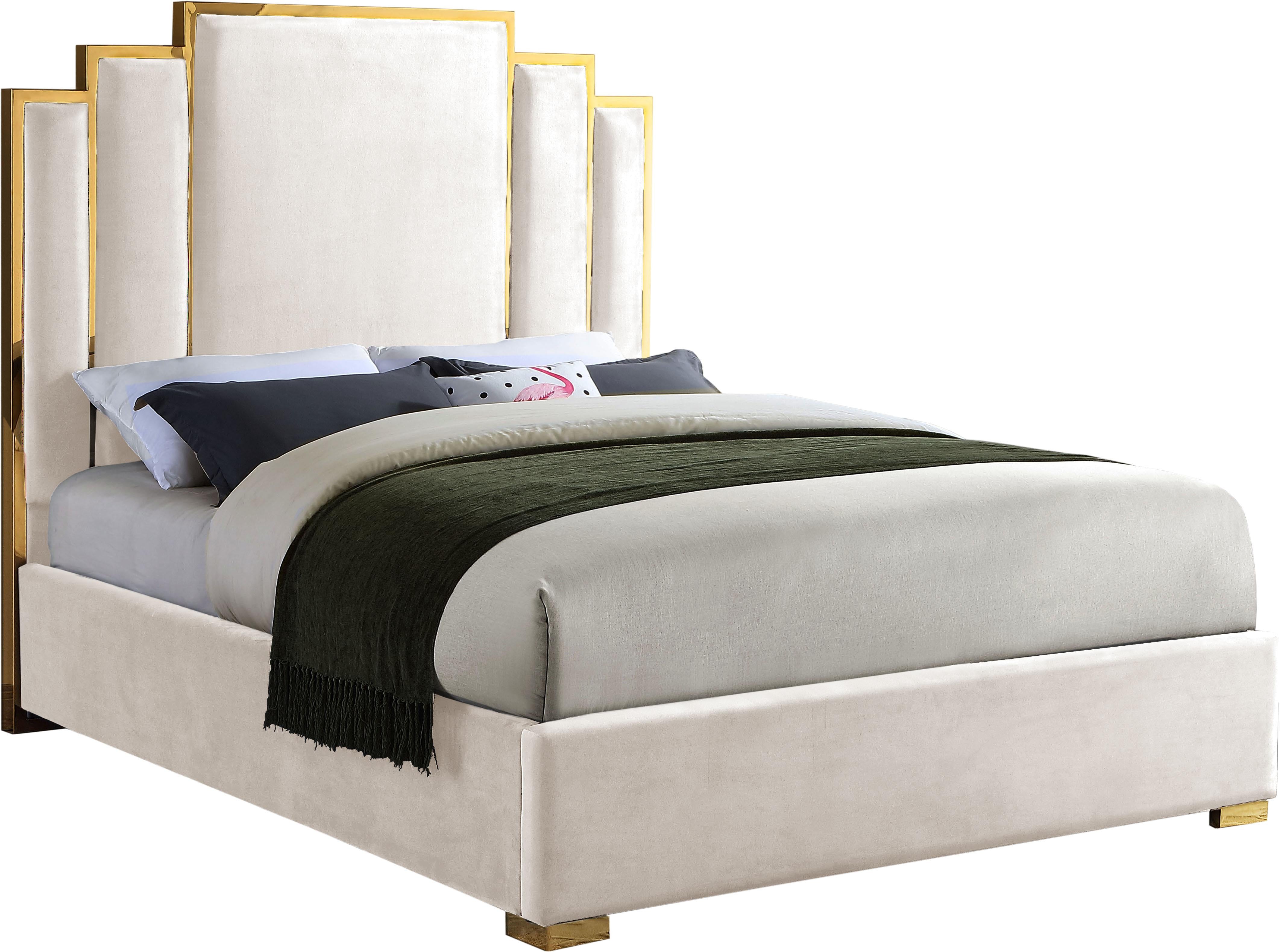 Hugo Cream Velvet Queen Bed
