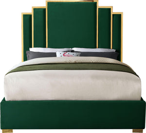 Hugo Green Velvet King Bed - Furnish 4 Less 98 (NY)*