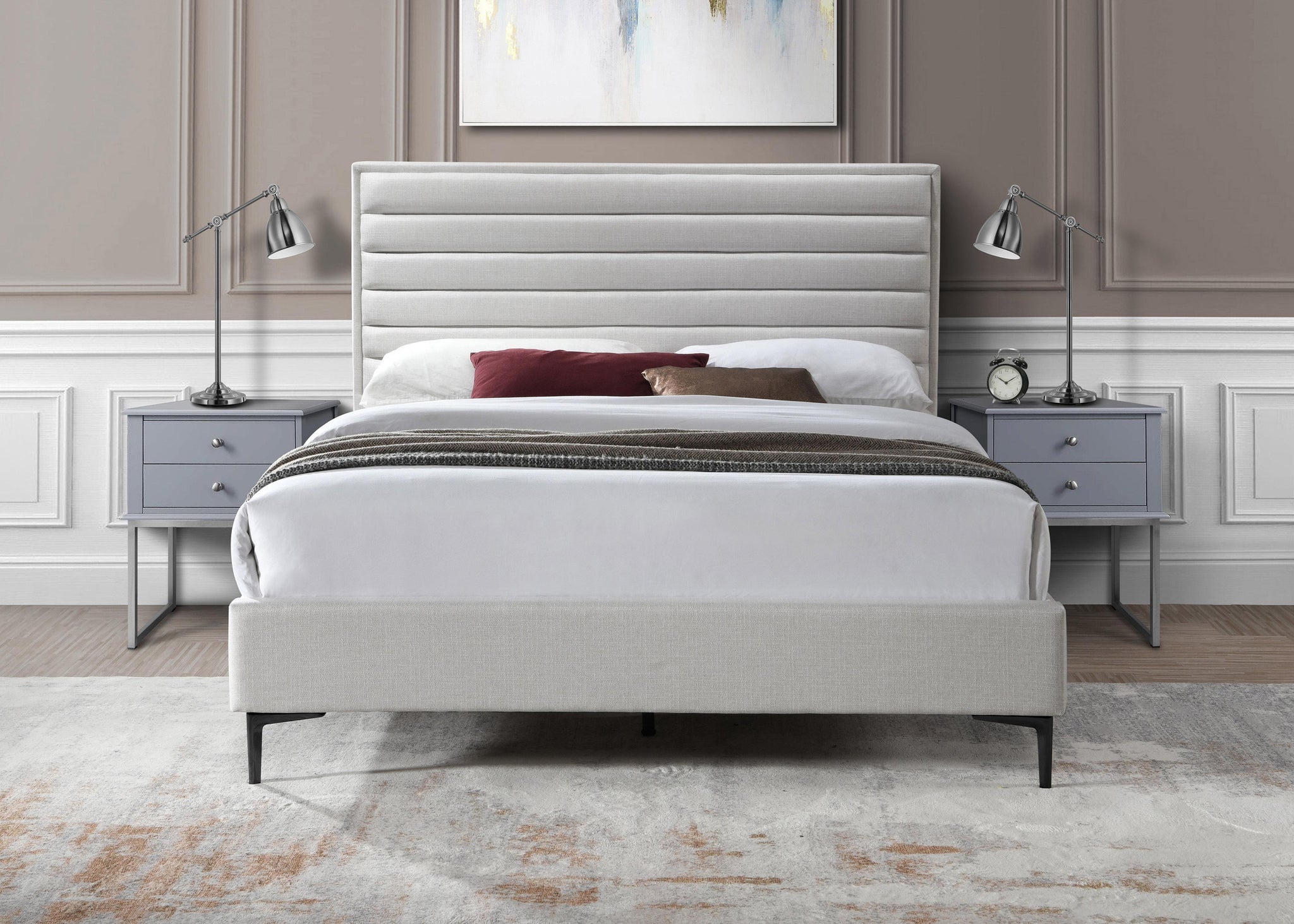 Hunter Cream Linen Queen Bed