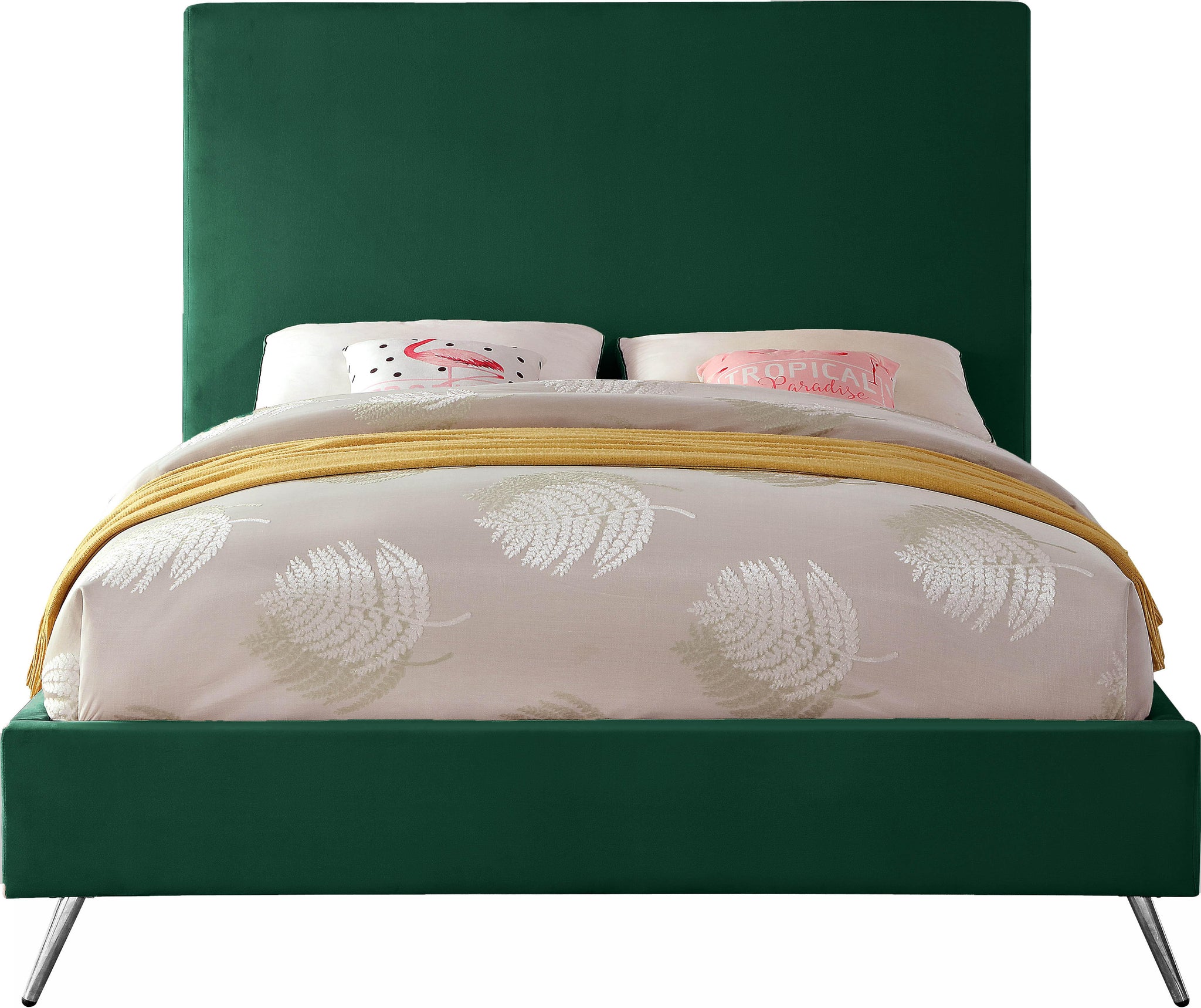 Jasmine Green Velvet Queen Bed - Furnish 4 Less 98 (NY)*