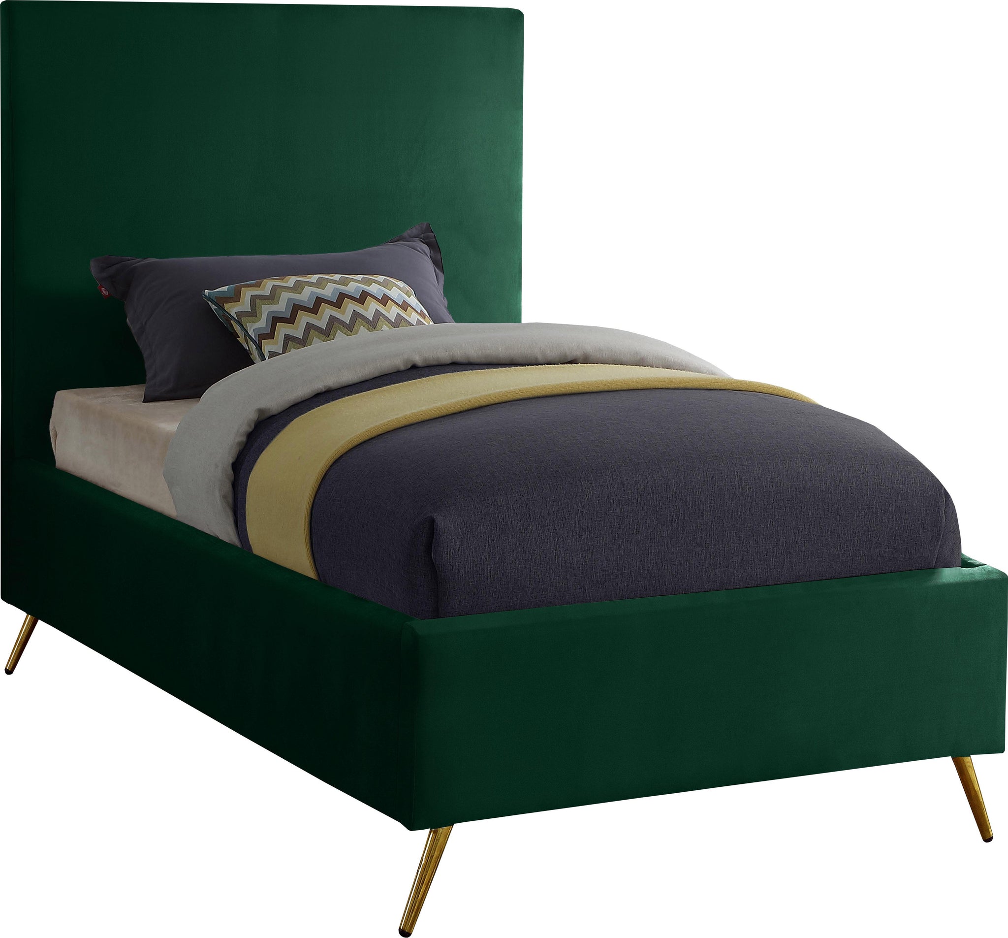 Jasmine Green Velvet Twin Bed image