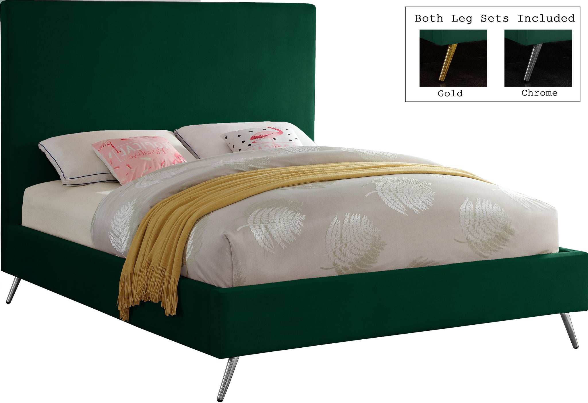 Jasmine Green Velvet Full Bed - Furnish 4 Less 98 (NY)*